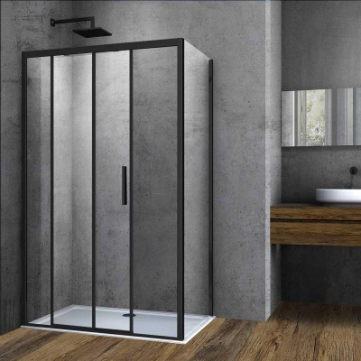 Душевой уголок Soft VSR-3SO9012CLB, 1200*900, черный, стекло прозрачное Vincea фото в интернет-магазине Русалия