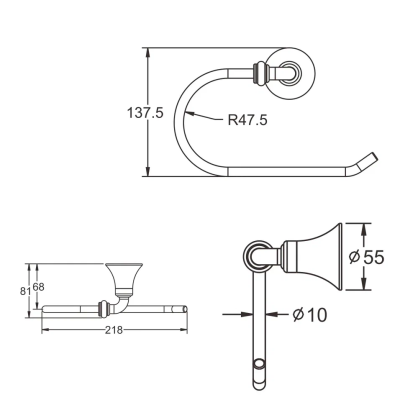Полотенцедержатель Rose RG1206, хром фото в интернет-магазине Русалия