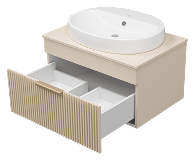 Тумба Enfida 70 подвесная (бежевая) с раковиной Ekokerama Doppia 65 Brevita фото в интернет-магазине Русалия