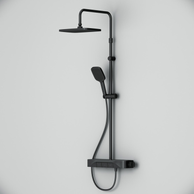 F078F222 Func, душ. система: см-ль-полка д/душа с ТМС: душ.штанга, верхн. душ квадр., ручн.душ, черн фото в интернет-магазине Русалия