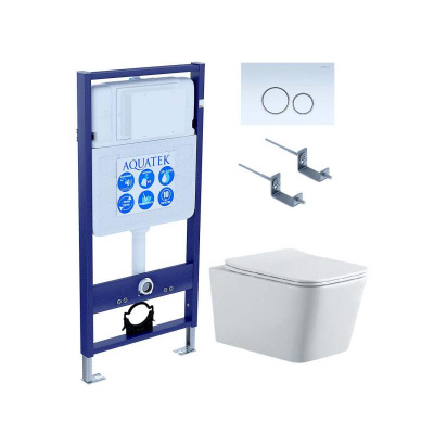 SET AQUATEK ЛИБРА N KDI15(рама AQUATEK Standard INS-0000012 с клавишей KDI-0000015 и крепежом KKI-0000002+унитаз ЛИБРА N AQ0530N-00 с тонким сиденьем sc фото в интернет-магазине Русалия