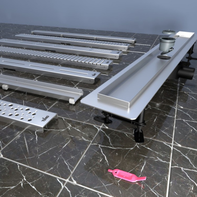 К-т водоотводящий желоб DP20-800 из нержавеющей стали + Декор. решетка SG20-800 Комплект: желоб DP20-800 + решетка SG20-800 фото в интернет-магазине Русалия