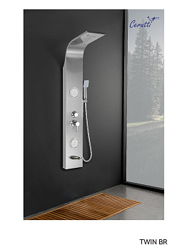 Панель TWIN BR душевая из нержавеющей стали с форсунками Ceruttispa CT9988, цвет матовая нержавеющая сталь фото в интернет-магазине Русалия