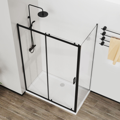 Душевой уголок City VSR-5CT9011CLB, 1100*900, черный, стекло прозрачное Vincea фото в интернет-магазине Русалия