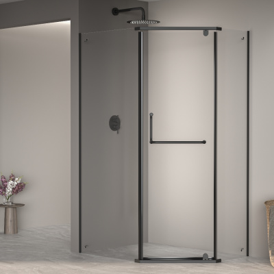 Душевой уголок RGW PA-091B 80х100, стекло - прозрачное, профиль черный фото в интернет-магазине Русалия