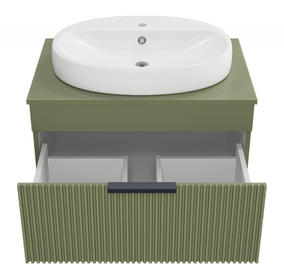 Тумба Enfida 70 подвесная (зеленая) с раковиной Ekokerama Doppia 65 Brevita фото в интернет-магазине Русалия