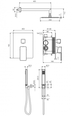 Система для душа скрытого монтажа EXCELLENT Keria AREX.SET.2047CR (хром) фото в интернет-магазине Русалия