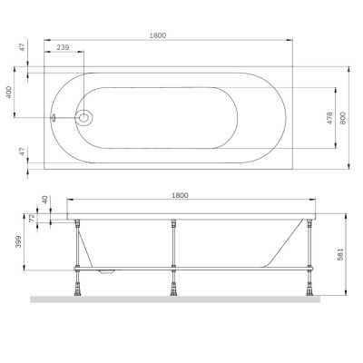 W94A-180-080W-A X-Joy Ванна акриловая 180х80 Am.Pm фото в интернет-магазине Русалия