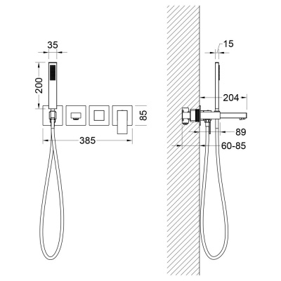 Смеситель встроенный для ванны с душем Timo Selene черный (2014/03YSM) фото в интернет-магазине Русалия