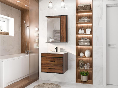 Зеркальный шкаф Кедр 60 правый П-Кед04060-011П Misty фото в интернет-магазине Русалия