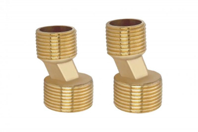 Комплект фитингов для нижнего подключения водяных полотенцесушителей типа лесенка Aquatek ( уголок со сгоном 3/4х1/2 - 2 шт + эксцентрик 3/4х1/2 - 2 шт + отражатель 3/4 - 2 шт), цвет хром AQ 3020CH фото в интернет-магазине Русалия