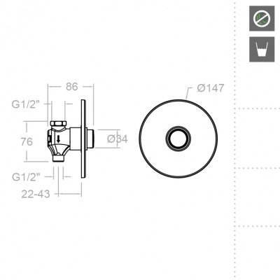 Встраиваемый порционный кран для душа SOLESTOP 745503 Ramon Soler фото в интернет-магазине Русалия