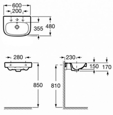 Раковина Debba 60 32799400Y Roca фото в интернет-магазине Русалия