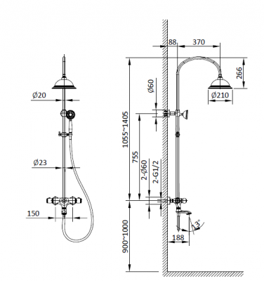 Душевая система с термостатом AltroBagno Beatrice 030405 Bi AltroBagnoBeatrice030405Bi фото в интернет-магазине Русалия