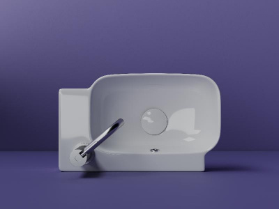 Рукомойник подвесной прямоугольный 403*249*140, с отверстием под смеситель (чаша слева, отверстие под смеситель справа), цвет белый CN6074L Ceramica Nova фото в интернет-магазине Русалия