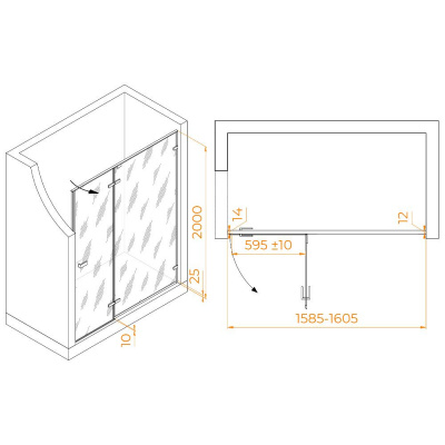 Душевая дверь RGW SV-004Gr 1600, стекло прозрачное, профиль серый фото в интернет-магазине Русалия
