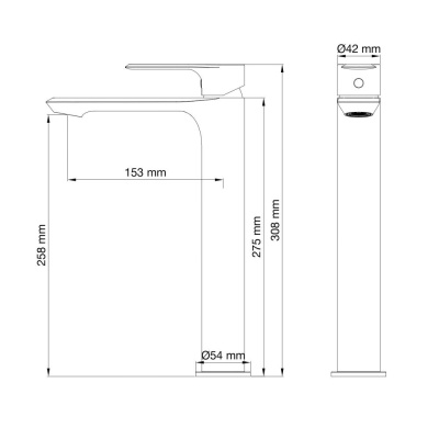 Смеситель для раковины высокий WONZON & WOGHAND BRILLIANT, Хром (WW-88019079-CR) фото в интернет-магазине Русалия