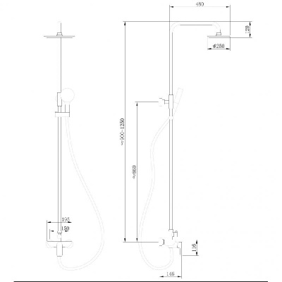 Душевая стойка ABBER Weiss Insel AF8020W без излива, белый-хром фото в интернет-магазине Русалия
