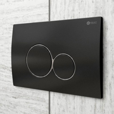 Клавиша смыва Виктория PN44061BC черная матовая/хром Point фото в интернет-магазине Русалия