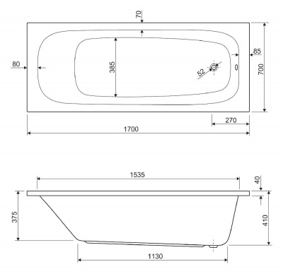 Акриловая ванна CEZARES ECO-170-70-41-W37 фото в интернет-магазине Русалия