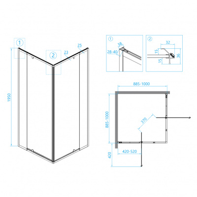 Душевой уголок RGW PA-38 100х100, стекло - прозрачное, профиль хром фото в интернет-магазине Русалия