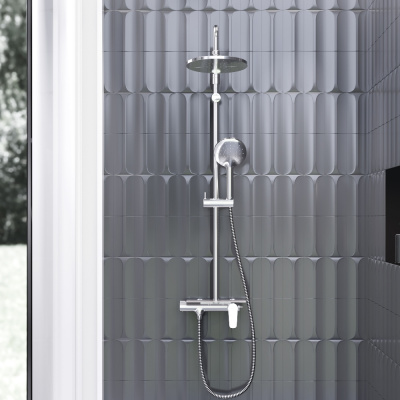 977780300 Jupiter душевая система с душевым смесителем-полкой, чёрный фото в интернет-магазине Русалия