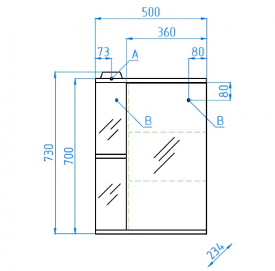 Зеркало-шкаф Николь 50/С Эко Стандарт Style Line фото в интернет-магазине Русалия