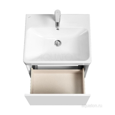 Тумба под раковину AQUATON Асти 55 белый глянец, белый матовый 1A263101AX2B0 фото в интернет-магазине Русалия