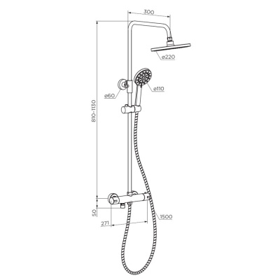 D0710500 Futura душевая система с ванно душевым ТМС смесителем, хром фото в интернет-магазине Русалия