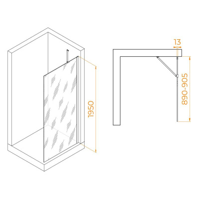 Душевая перегородка RGW WA-110 900, стекло прозрачное, профиль хром фото в интернет-магазине Русалия