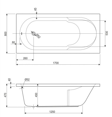Акриловая ванна CEZARES ARNO-170-80-45-W37 фото в интернет-магазине Русалия