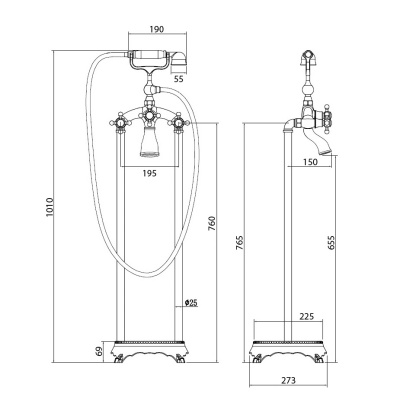 Смеситель ABBER Klassik AF8415G напольный, золото фото в интернет-магазине Русалия