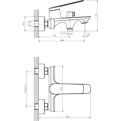 Смеситель для ванны с коротким изливом  RUSH Bering (BE5535-44) фото в интернет-магазине Русалия