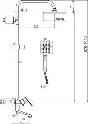 Душевая система S-600708-1 Savol фото в интернет-магазине Русалия