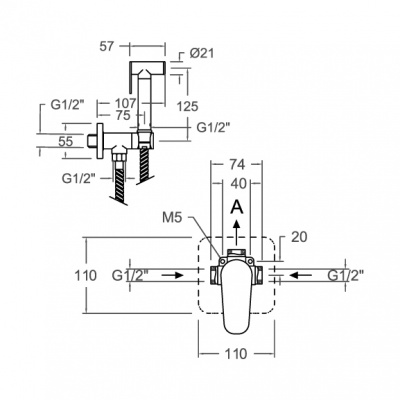 Встраиваемый гигиенический душ 11361801WCNM матовый черный Ramon Soler фото в интернет-магазине Русалия