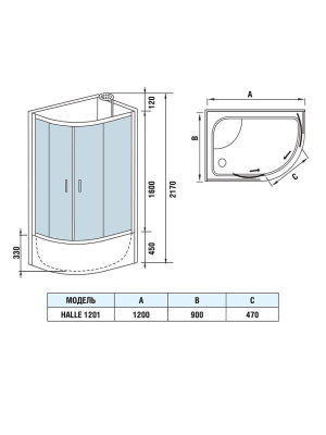 Душевая кабина HALLE 1201 L 90*120*217 10000003250 WeltWasser фото в интернет-магазине Русалия