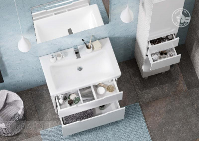 Тумба под раковину AQUATON Дакота 80 белая, выбеленное дерево 1A202901DAAY0 фото в интернет-магазине Русалия