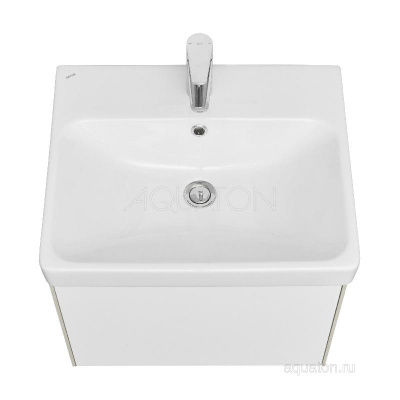 Тумба под раковину AQUATON Асти 55 белый глянец, ясень шимо 1A263101AXD70 фото в интернет-магазине Русалия