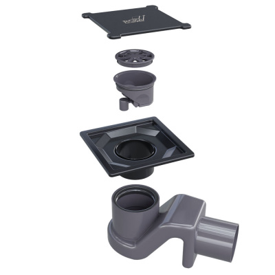 Душевой трап 15х15 см с решеткой SDR-13B-15 черный RGW фото в интернет-магазине Русалия