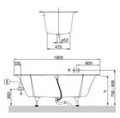 Квариловая ванна 180х80 Pavia UBQ180PAV2V-01 Villeroy Boch фото в интернет-магазине Русалия