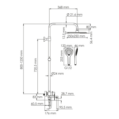 A185.254.155.WM Душевой комплект со смесителем Wasserkraft фото в интернет-магазине Русалия
