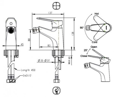 Смеситель для биде Eco F3111147C Bravat фото в интернет-магазине Русалия