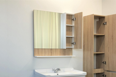 COMFORTY. Зеркало-шкаф "Рига-80" дуб сонома фото в интернет-магазине Русалия