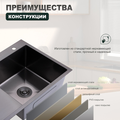 Кухонная мойка Splenka S704.7850.09, графит фото в интернет-магазине Русалия