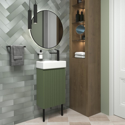 Тумба с раковиной WC Area 40 см матовый зеленый 221805005 Wellsee фото в интернет-магазине Русалия