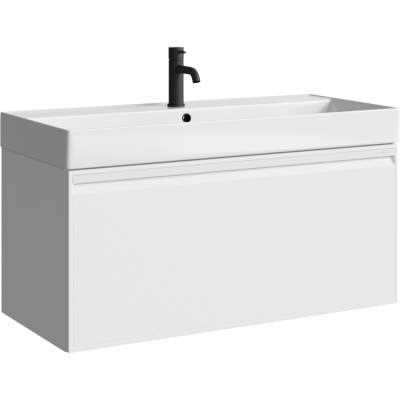 Подвесная тумба 100  Pure белый PUR0110WM + умывальник  Вилис 1000 4610119205164 Aqwella фото в интернет-магазине Русалия