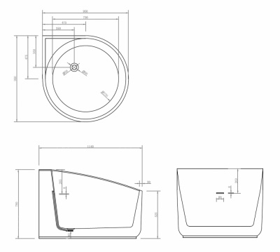 Акриловая ванна ABBER AB9305 95х95х76 см фото в интернет-магазине Русалия