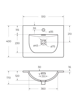 Керамическая раковина BB-8099-3-50, 510x400x150 Belbagno фото в интернет-магазине Русалия
