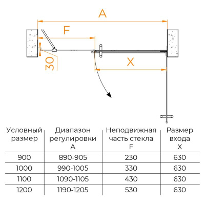 Душевая дверь RGW HO-012B 1100, стекло прозрачное, профиль черный фото в интернет-магазине Русалия