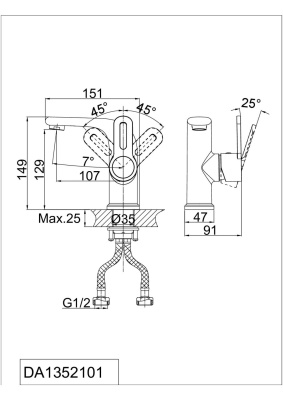 Смеситель для раковины DK Rhein Paulinus (DA1352101) фото в интернет-магазине Русалия
